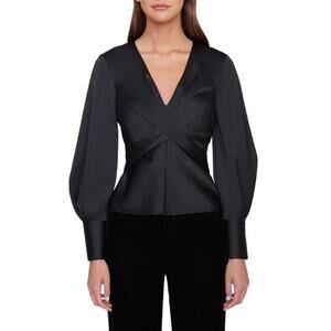 STAUD Madison Blouson Sleeve Top In Black Size 12 $295 EUC Classic